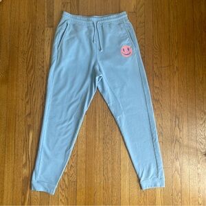 Outdoor Voices Sweatpants - Light Blue w/ smiley logo - Size M